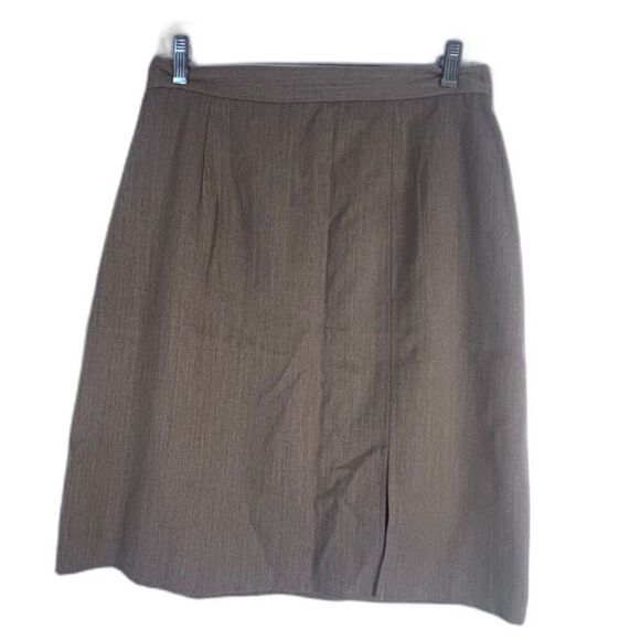 Bridgetown Collection Vintage Light Brown 100% Wool Aline Knee Length Skirt 14* - Picture 1 of 7
